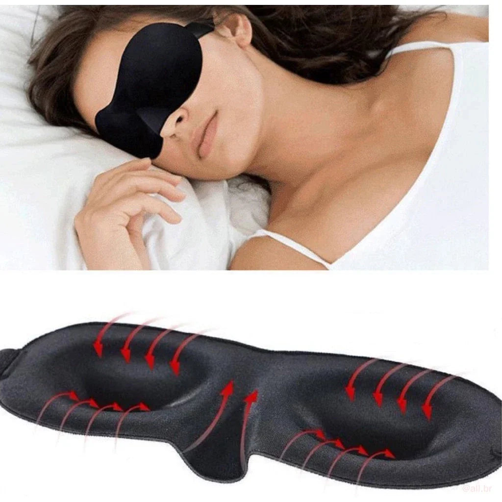 Máscara Ocular 3D Confortável e Opaca - Compre 1 Leve 2