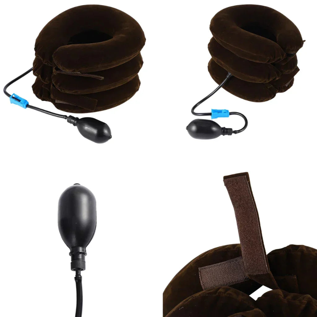 Colar Tração Cervical Almofada Inflável Portátil Massagem