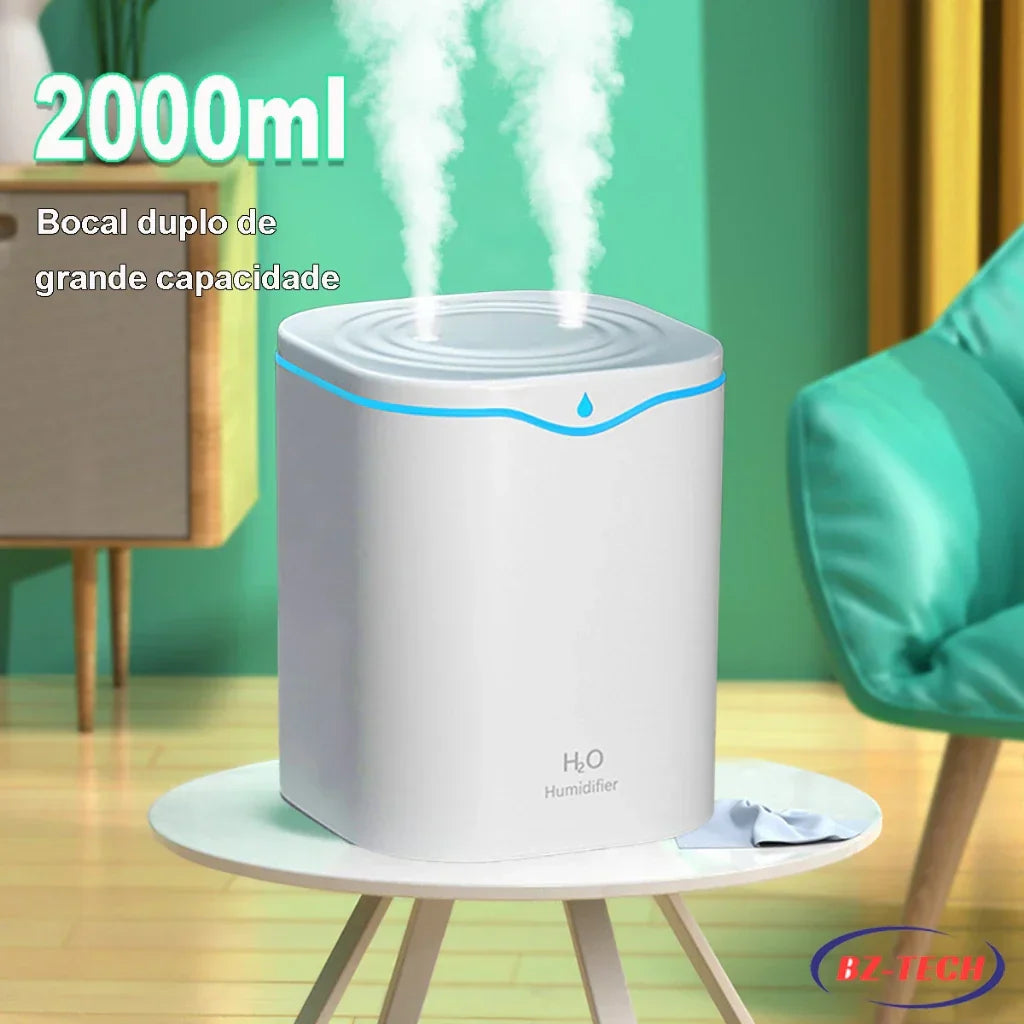 Umidificador Aromatizador 2L Bico Duplo USB LED