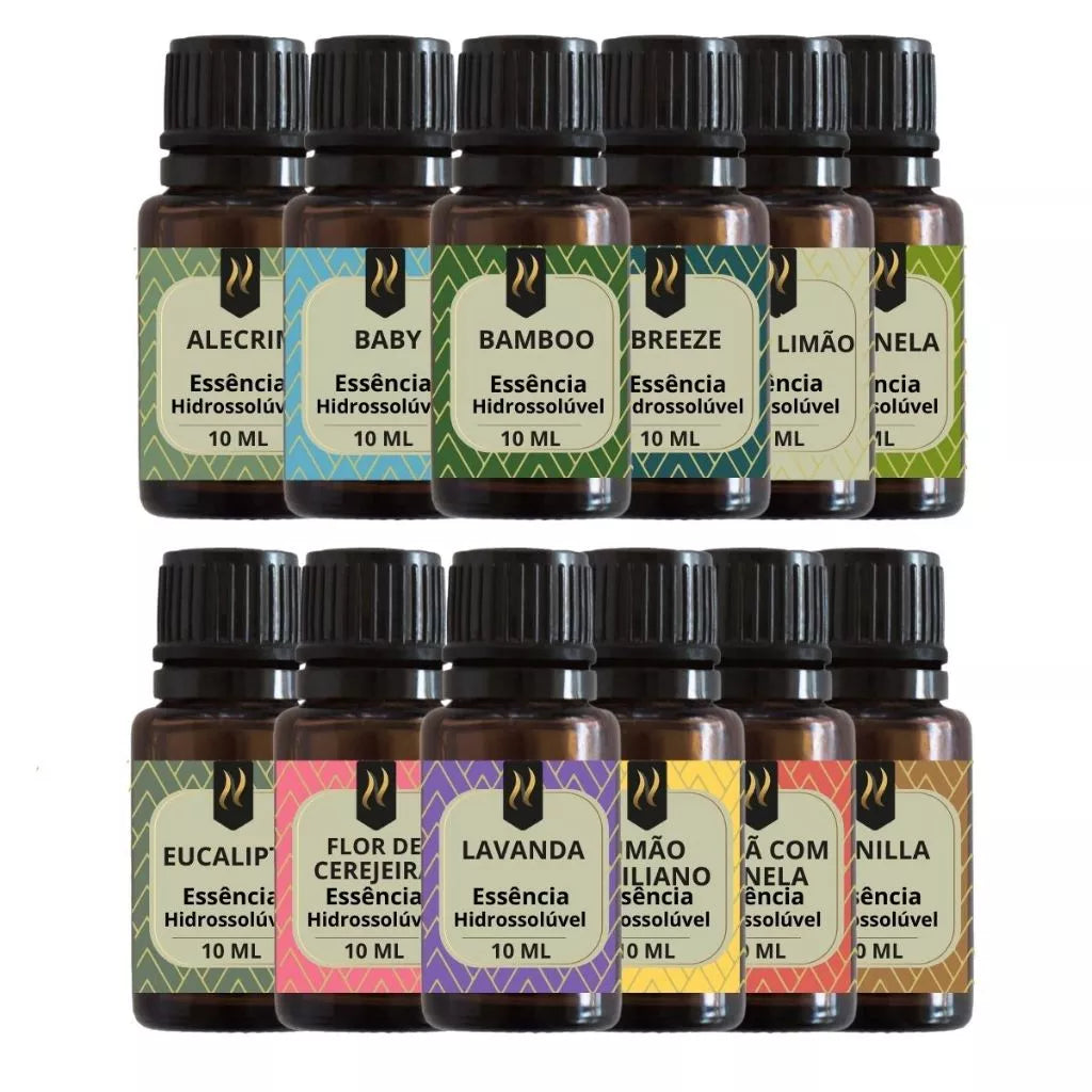 Kit 12 Essências variadas Linha Essencial para Difusor