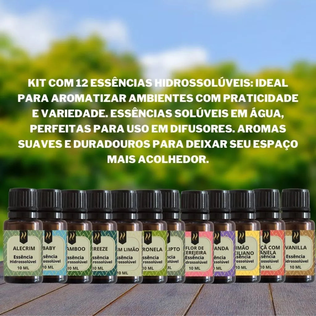 Kit 12 Essências variadas Linha Essencial para Difusor