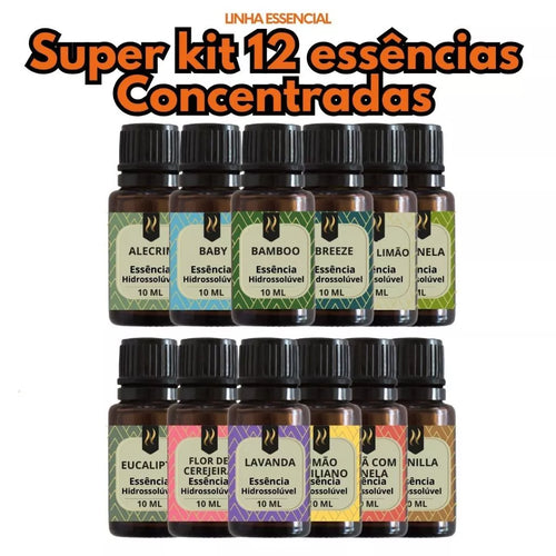 Kit 12 Essências variadas Linha Essencial para Difusor