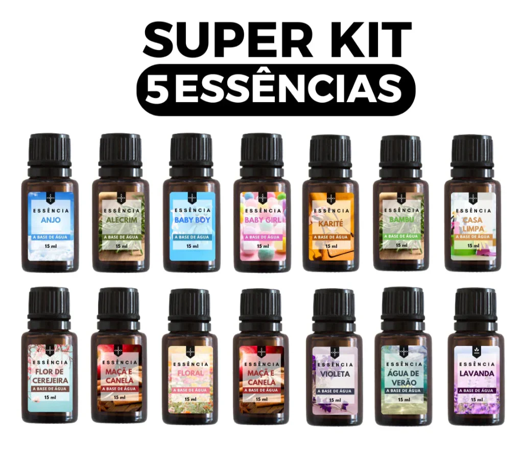 Kit 5 de Essências Premium Base de Água