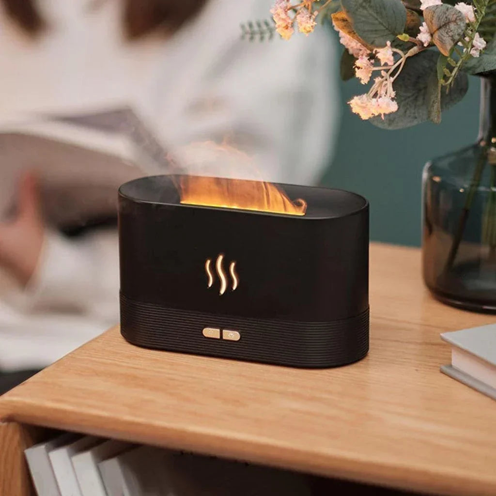 Umidificador de Chama com Luz LED de 7 Cores