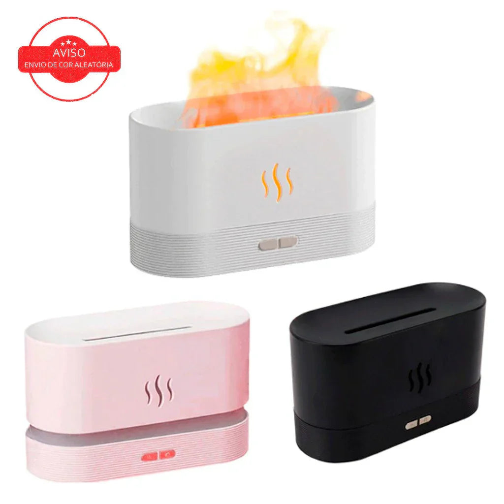 Umidificador de Chama com Luz LED de 7 Cores